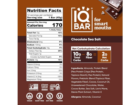 24CT IQBAR Clean Plant Protein Bars- Your Choice