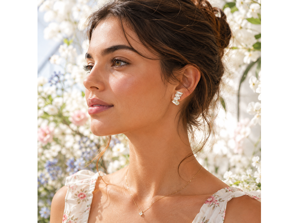 18K Gold Baguette CZ Ear Climbers