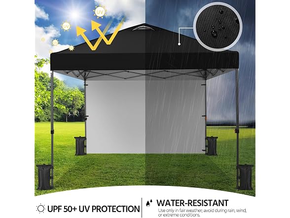 Yaheetech 10x10 Pop-Up Canopy Tent, Black, 1 Side