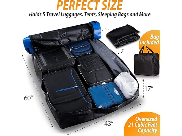 Zone Tech OR0036 Car Roof Cargo Bag 21 Cubic Ft