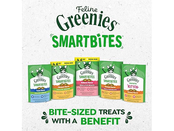 Greenies Cat Treats, Feline Smartbites, 2.1 oz