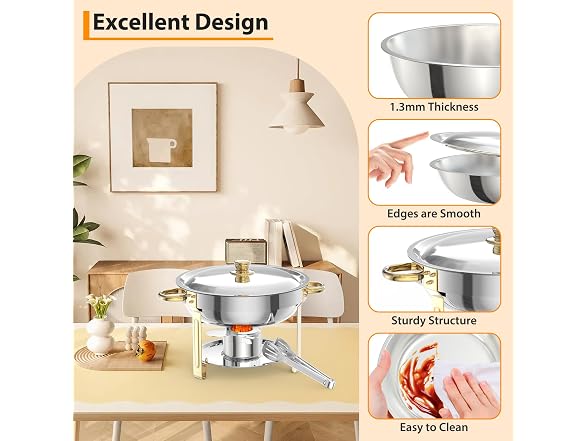 5 QT 6 Packs Chafing Dish Buffet Set