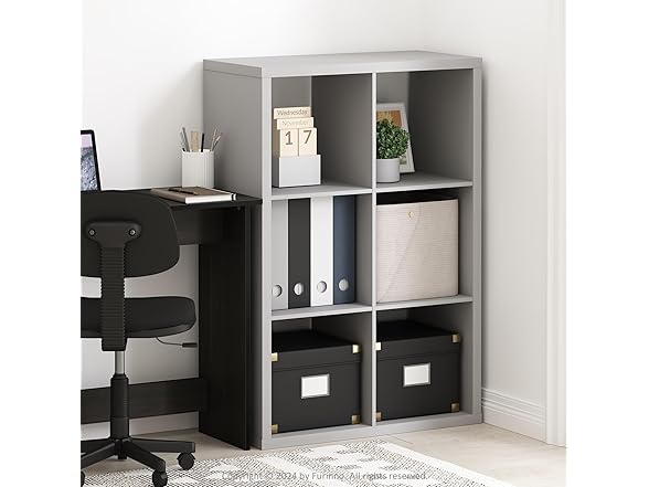Furinno CUBICLE Book Shelf, 6-Cube Thick Frame