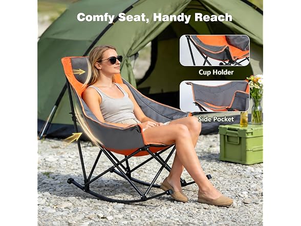 SUNNYFEEL Orange 2pk Rocking Camping Chair