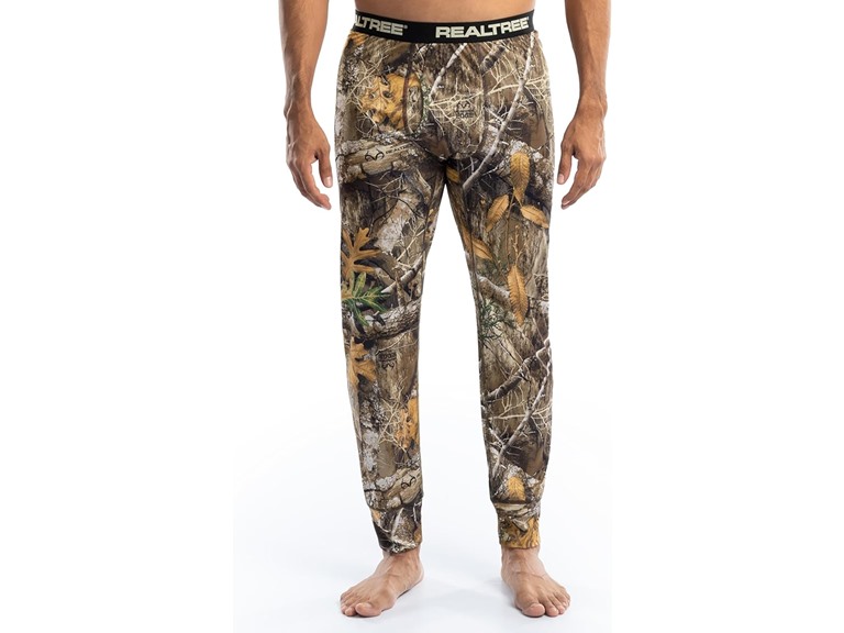 Realtree Men's Polyester Performance Baselayer Thermal Underwear Long Johns Bottom, Edge Camo, Large