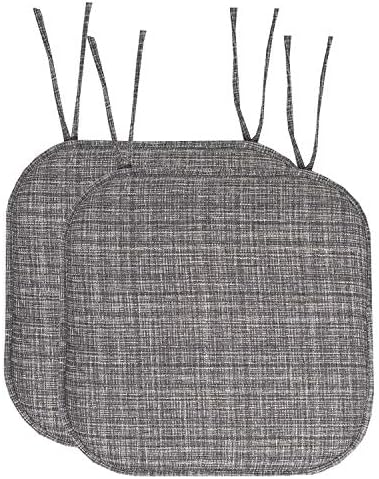 Sweet Home Collection SHC-TIES-CHAIR-PAD-ARIA-MUL/GRY-2PK 2PK Memory foam chair cuhsions Grey