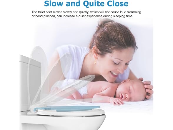 Toilet Seat Round White w Blue
