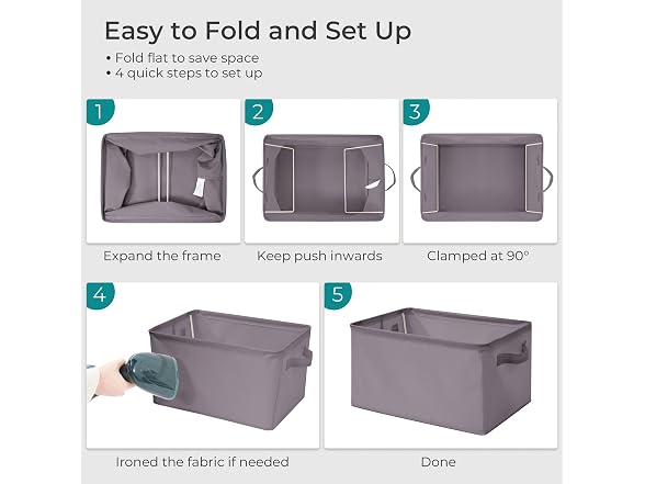 Storage Basket Bins with Metal Frame 3-Pack, Gray