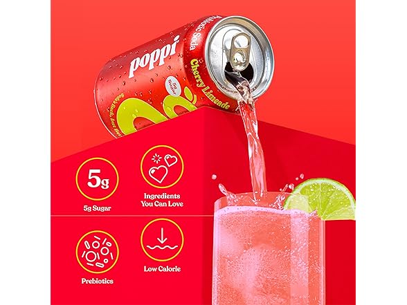 1CT Poppi Sparkling Prebiotic Soda Beverage Cherry Limeade