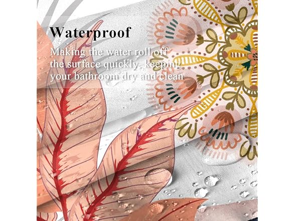 Yeele Boho Floral Shower Curt (71"x71")