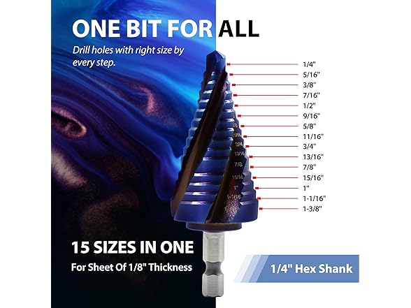 talaze Talaze Three Spiral Flute Step Drill Bi
