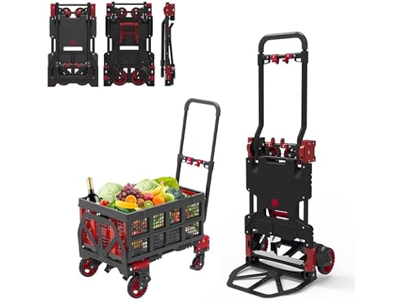 2-in-1 Foldable Hand Truck Dolly 330lbs