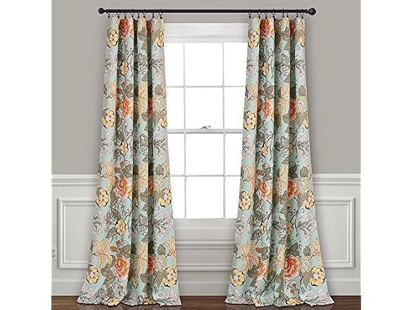 Sydney Light Filtering Window Curtain Panels, Pair, 52" W x 95" L, Blue & Green Drapes