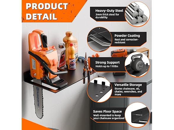 LEVENDOR Chainsaw Holder Shelf - Heavy