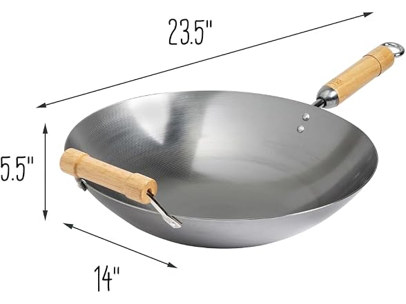 JOYCE CHEN Classic Series 14-Inch Round Bottom Carbon Steel Wok 