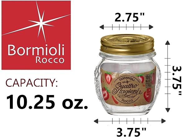 Quattro Stagioni Small Glass Canning Jar with Lid 12 pk
