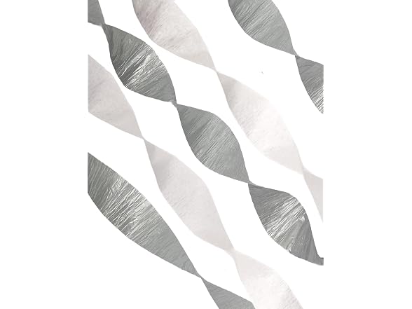 White and Silver Metallic Crepe Paper