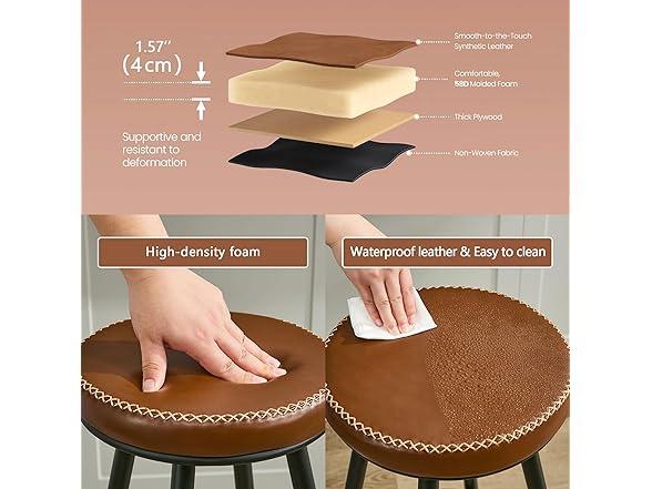 FIRAVOE Swivel Bar Stools Set of 4, Modern 28" Counter Heigh (Open Box)