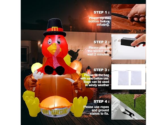 6' Inflatable Turkey Yard Decoration