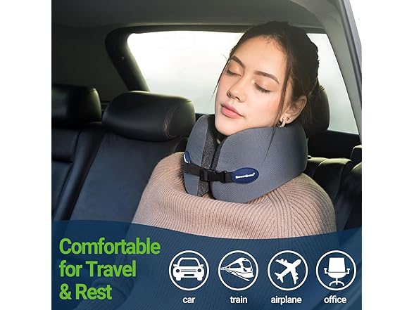 Memory Foam Travel Neck Pillow Grey