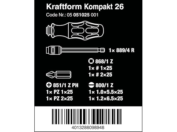 Wera 5051025001 Wera KK 26 7-In-1 Bitholding Screwdriver 