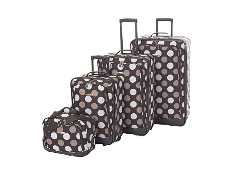 Rockland Luggage Set 4pc Black Dot