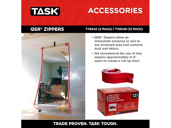 TASK QSR 3in x 7ft Zipper Rod12-Pack