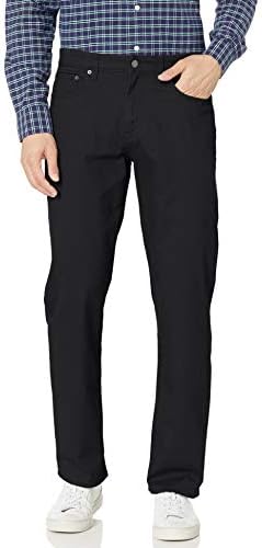 Amazon Essentials Men's Pants, Relaxed-Fit, 5-Pockets, Stretch Twill, Black, 35W x 34L