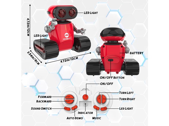 UFLYTOO LA RC Robot Toy w/ LED Eyes Music & Dance