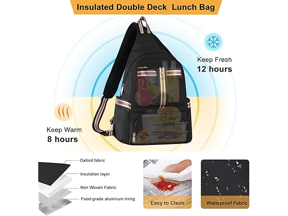 HesLaus Crossbody Lunch Backpack
