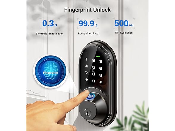 Veise RZ07 Smart Lock, Fingerprint Door Lock