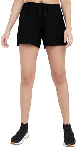 Champion Women's 5" Lounge Shorts, Standard Fit, Lightweight, Available in Regular and 2, Black, X-Large