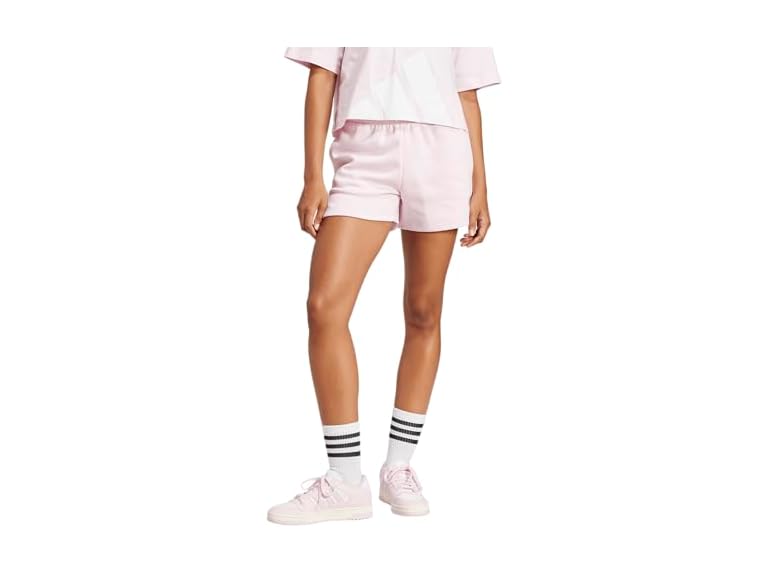 adidas Women's Small Logo Fleece Sportswear Shorts, Clear Pink/White, Small