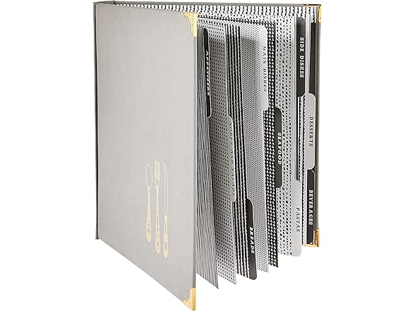 C.R. Gibson Gray Leatherette Lined Recipe Notebook, 11'' x 12''