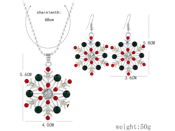 LZHLQ Snowflake Earrings & Necklace
