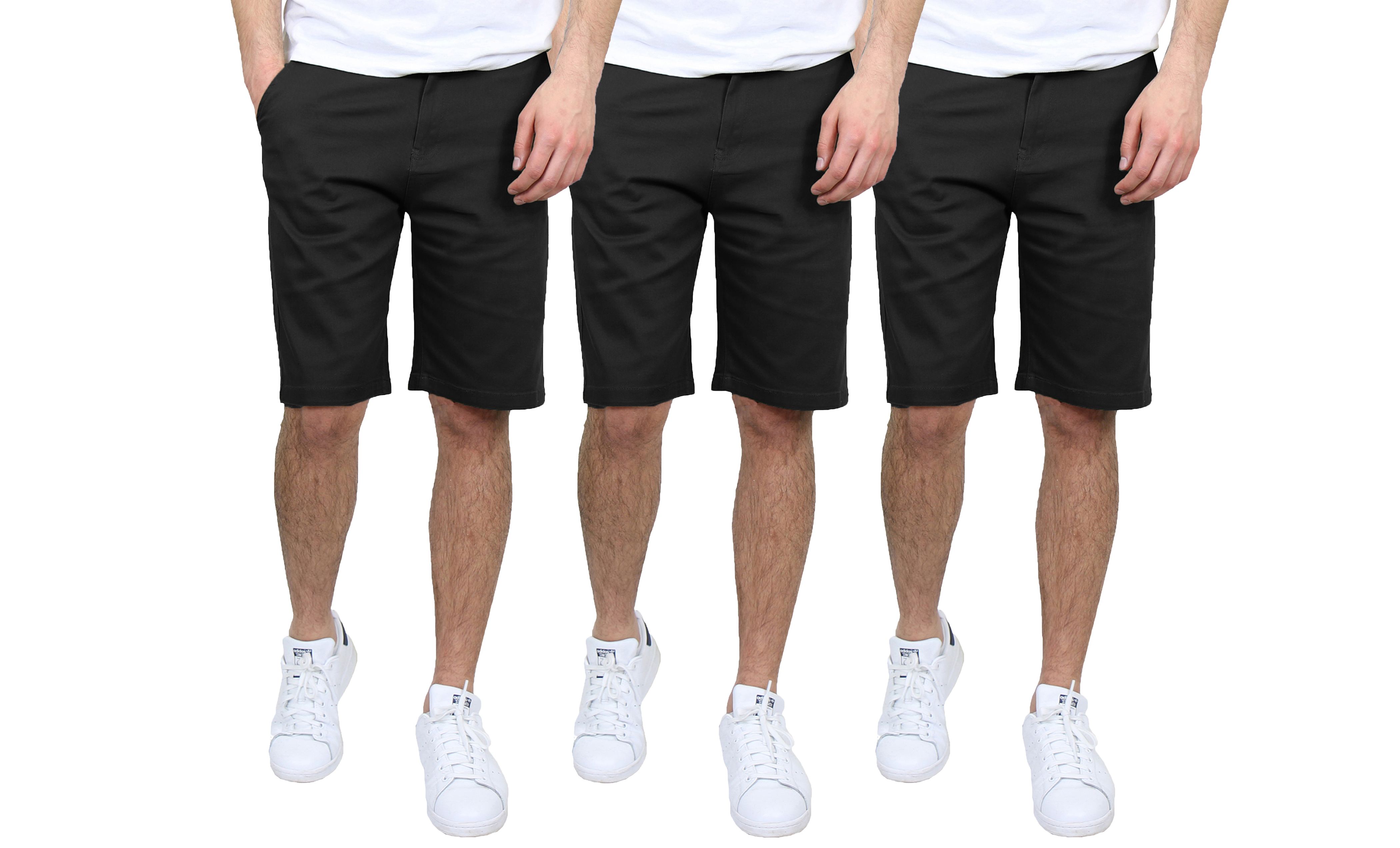 3Pk Mens Cotton Stretch Chino Shorts - Gallery 13