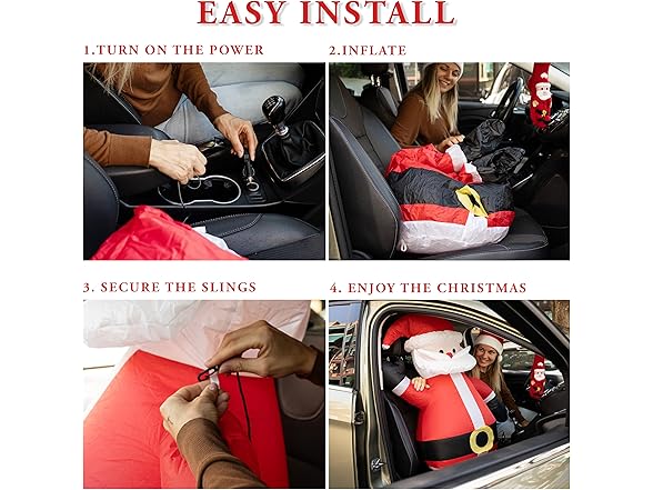 Zone Tech CR0001 Santa Blow-Up Décor for Cars Red