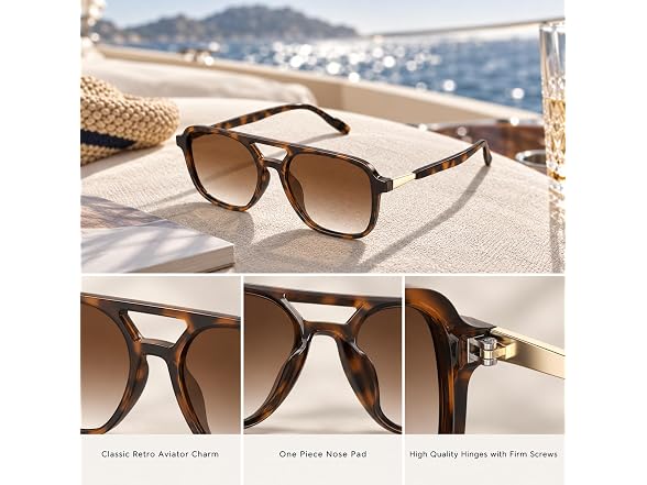 Konqkin Retro Aviator Sunglasses