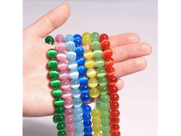 JOE FOREMAN 6mm Light Orange Cat Eye Stone Beads