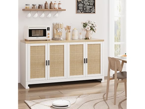 IDEALHOUSE 61" Rattan Cabinet, 4 Doors - Gallery 3