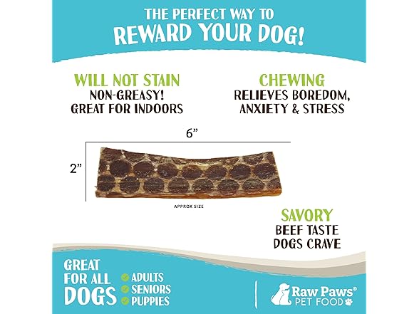 Beef Esophagus Strips for Dogs, 6-inch (20-Count)