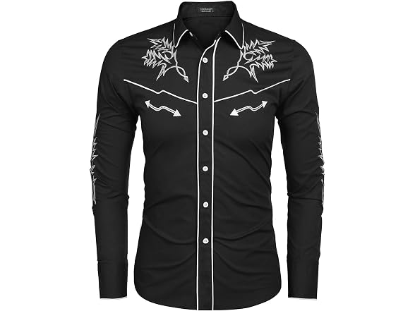 Coofandy Men (XXL) Western Cowboy Shirt Long Shirt