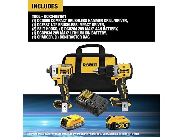 DEWALT DCK249E1M1 20V MAX XR Hammer/Impact Kit