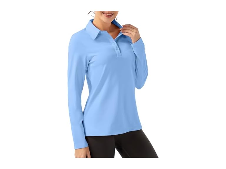 Fkeep Women Long Sleeve Polo Shirt Golf Sport Top - Gallery 28