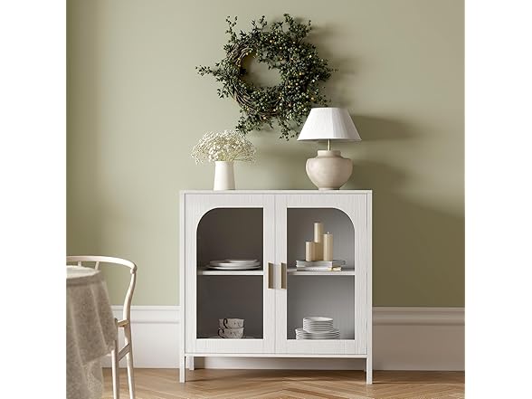 OBEKANN Sideboard Storage Cabinet with Adjustable Shelves