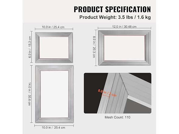 Screen Printing Kit, 3 PCS Aluminum Silk Screen