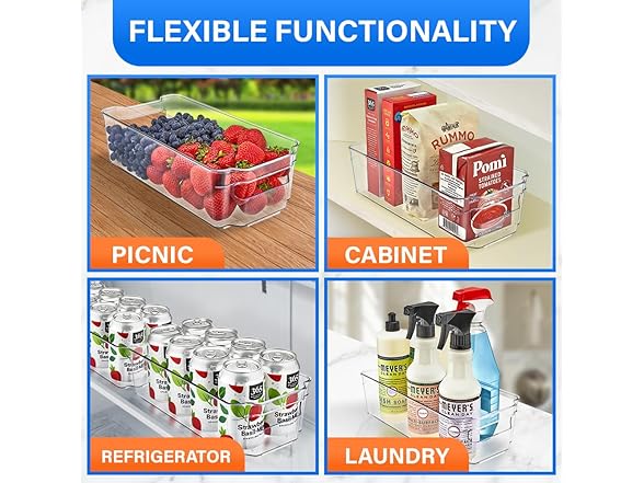 Stackable Plastic Organizer Bins 6-Pk