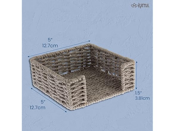 Woven Cocktail Napkin Holder for Table & Kitchen Blue and White