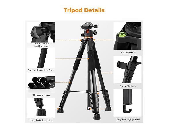 K&F CONCEPT 75 inch/190cm Camera Tripod