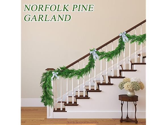 TISEMENT Norfolk Pine Eucalyptus Garlands with Light String